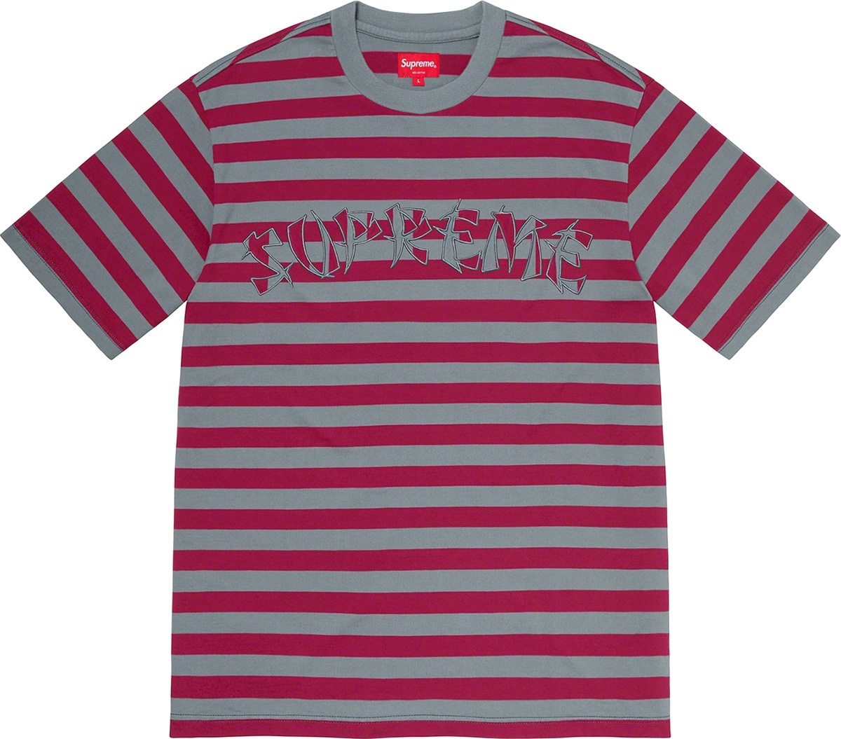 Stripe Appliqué S/S Top view 2